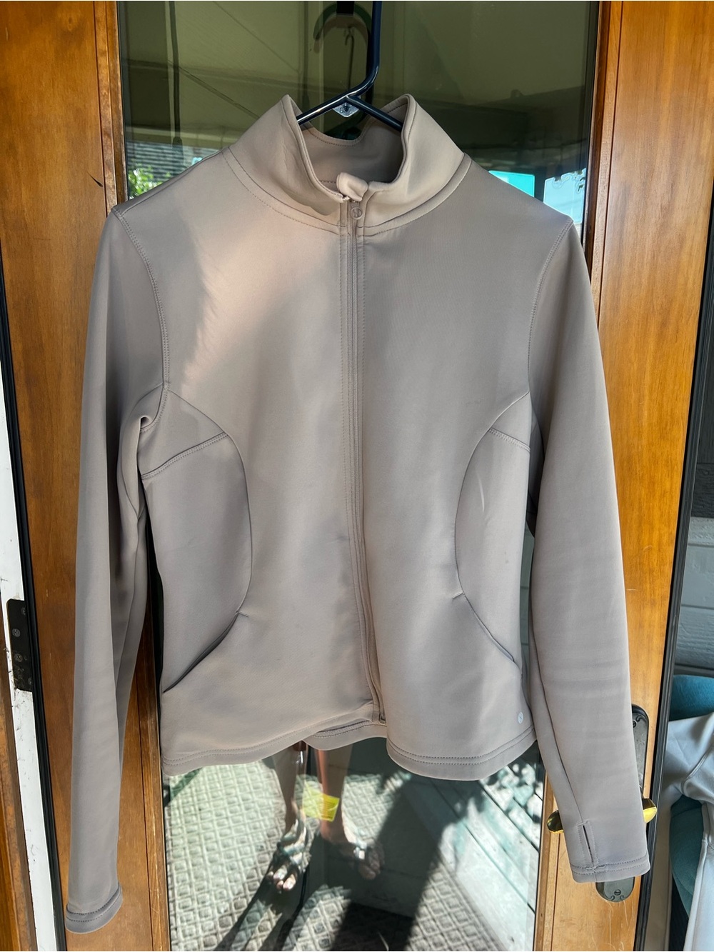 Layer 8 Women's Taupe Zip-Up Sculpting Bomber Jacket
